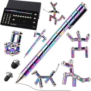 AMERTEER Fidget Pen - Magnetic Pen | Decompression Fidget Magnetic Pen For Adults | Multifunction Ballpoint Magnetic Fidget Pen Building Blocks Desktop Sculpture | Deformable Pen Fidget Toy For Kids